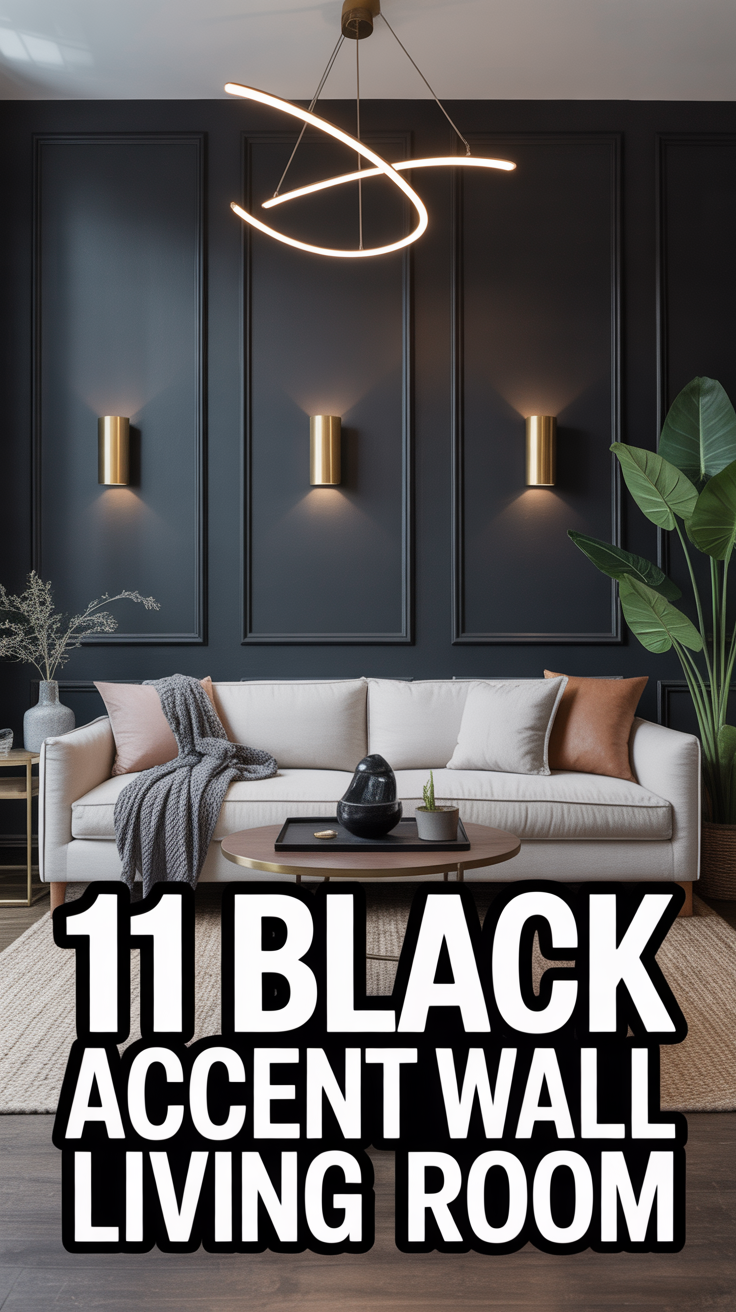 🖤 11 Black Accent Wall Living Room