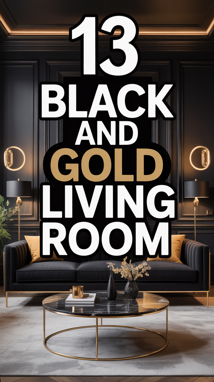 🖤 13 Black And Gold Living Room