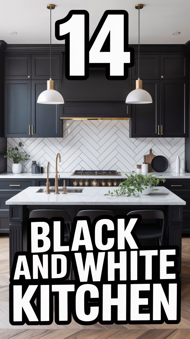 🖤 14 Black And White Kitchen