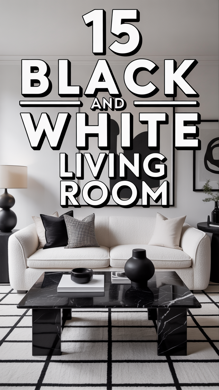 🖤 15 Black And White Living Room