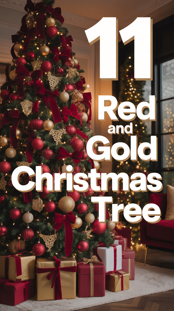 🎄 11 Red And Gold Christmas Tree